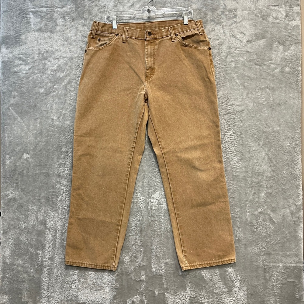Dickies Canvas Carpenter Work Pants Mens 36x29 Brown Relaxed Fit Utility